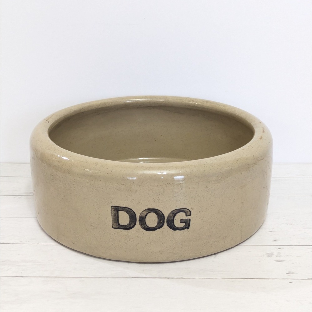 Stoneware Crock "DOG" Bowl 8" Tan Pearsons Of Chesterfield Pottery Made England